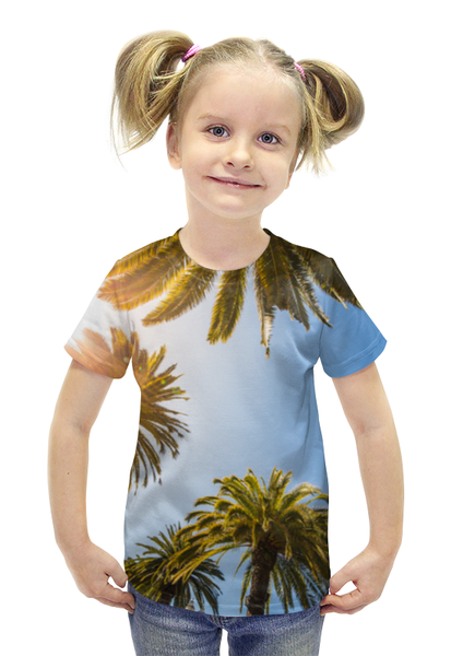 Заказать детскую футболку в Москве. Футболка с полной запечаткой для девочек Майами от THE_NISE  - готовые дизайны и нанесение принтов.