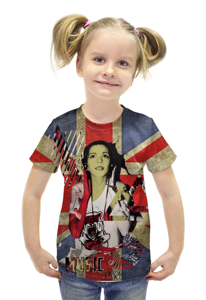 Заказать детскую футболку в Москве. Футболка с полной запечаткой для девочек UK Music Style  от madfive5 - готовые дизайны и нанесение принтов.