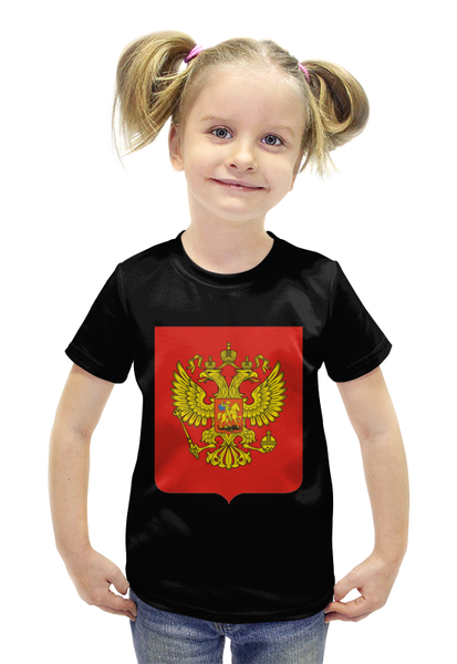 Заказать детскую футболку в Москве. Футболка с полной запечаткой для девочек Герб России от Виктор Гришин - готовые дизайны и нанесение принтов.