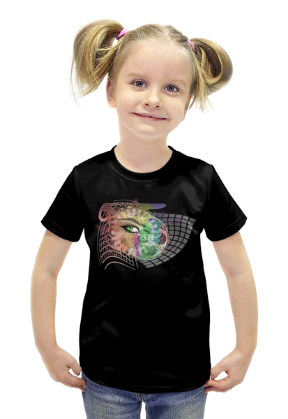 Заказать детскую футболку в Москве. Футболка с полной запечаткой для девочек Женский глаз на абстрактном фоне. от Zorgo-Art  - готовые дизайны и нанесение принтов.