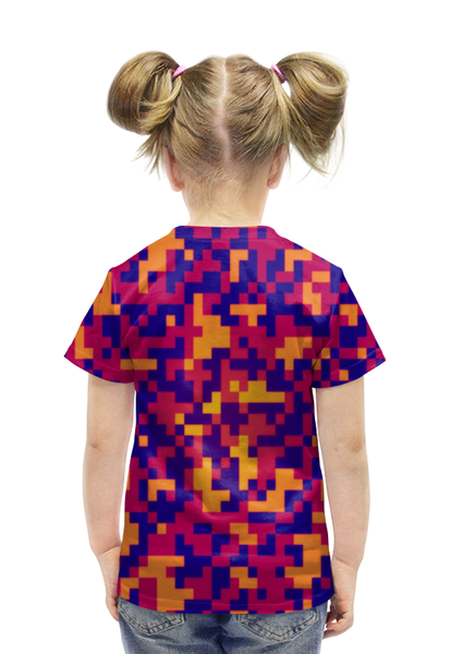 Заказать детскую футболку в Москве. Футболка с полной запечаткой для девочек Пиксели ночь от THE_NISE  - готовые дизайны и нанесение принтов.
