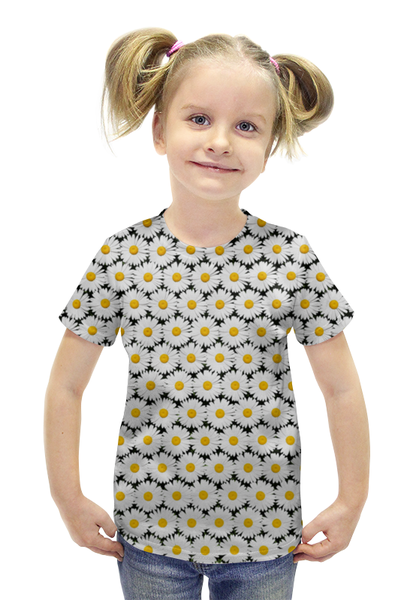Заказать детскую футболку в Москве. Футболка с полной запечаткой для девочек Ромашки от bd-art  - готовые дизайны и нанесение принтов.