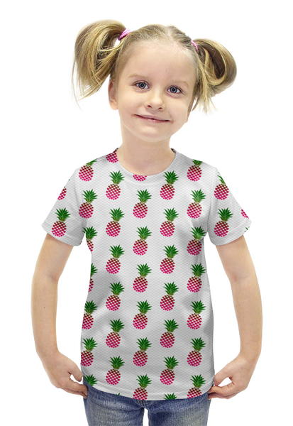 Заказать детскую футболку в Москве. Футболка с полной запечаткой для девочек PineappleLOVE от balden - готовые дизайны и нанесение принтов.