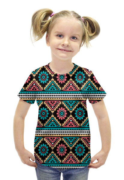 Заказать детскую футболку в Москве. Футболка с полной запечаткой для девочек Яркий орнамент от THE_NISE  - готовые дизайны и нанесение принтов.