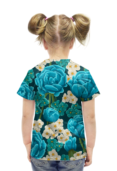Заказать детскую футболку в Москве. Футболка с полной запечаткой для девочек Красивые цветы от Amerikanka - готовые дизайны и нанесение принтов.