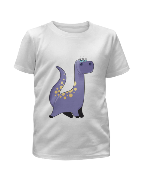 Заказать детскую футболку в Москве. Футболка с полной запечаткой для девочек Забавный  динозавр от Amerikanka - готовые дизайны и нанесение принтов.
