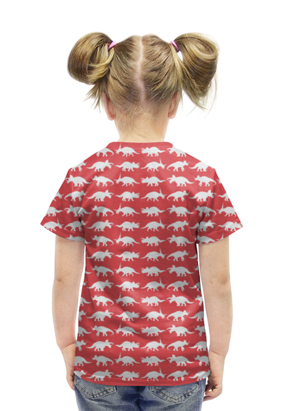 Заказать детскую футболку в Москве. Футболка с полной запечаткой для девочек Трицератопсы от Franka  - готовые дизайны и нанесение принтов.