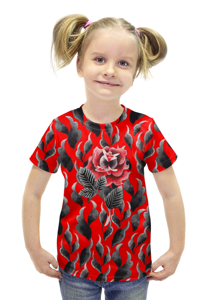 Заказать детскую футболку в Москве. Футболка с полной запечаткой для девочек хохлома от THE_NISE  - готовые дизайны и нанесение принтов.