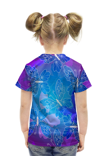 Заказать детскую футболку в Москве. Футболка с полной запечаткой для девочек Полет бабочек от THE_NISE  - готовые дизайны и нанесение принтов.