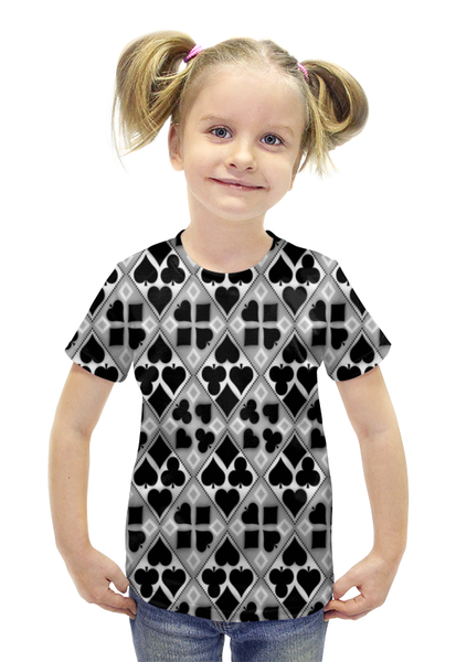 Заказать детскую футболку в Москве. Футболка с полной запечаткой для девочек Масти карт от THE_NISE  - готовые дизайны и нанесение принтов.
