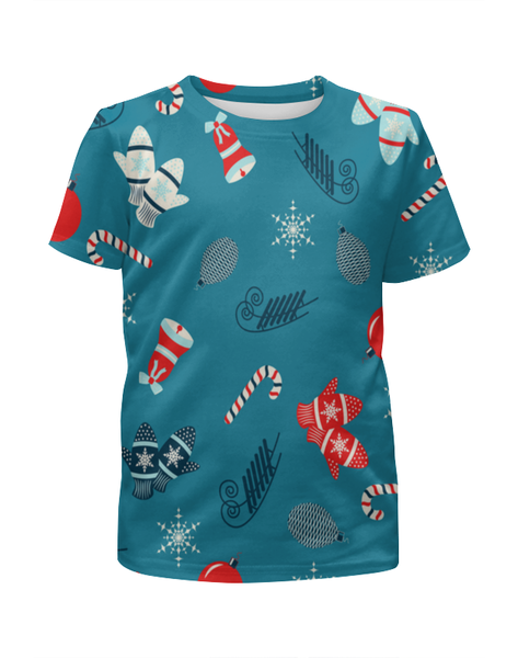 Заказать детскую футболку в Москве. Футболка с полной запечаткой для девочек Новогодние подарки от THE_NISE  - готовые дизайны и нанесение принтов.