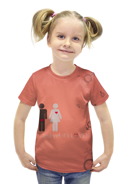 Заказать детскую футболку в Москве. Футболка с полной запечаткой для девочек любовь от niggalay90 - готовые дизайны и нанесение принтов.
