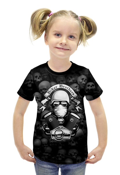 Заказать детскую футболку в Москве. Футболка с полной запечаткой для девочек Biker Brothers от OEX design - готовые дизайны и нанесение принтов.