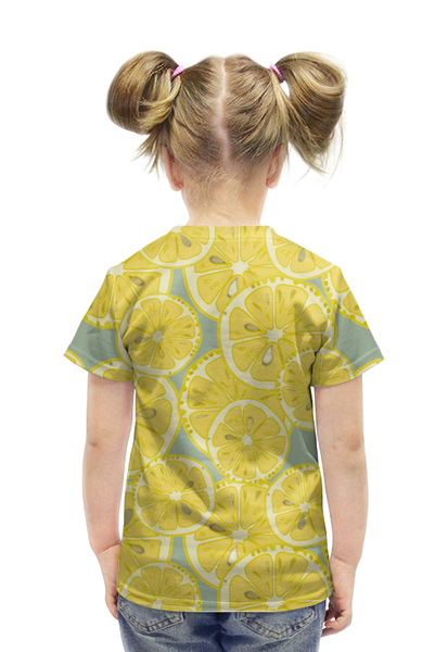 Заказать детскую футболку в Москве. Футболка с полной запечаткой для девочек лимоны от THE_NISE  - готовые дизайны и нанесение принтов.