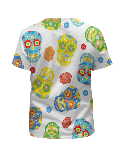 Заказать детскую футболку в Москве. Футболка с полной запечаткой для девочек Расписные черепа от THE_NISE  - готовые дизайны и нанесение принтов.