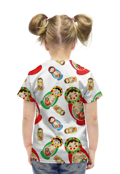 Заказать детскую футболку в Москве. Футболка с полной запечаткой для девочек Матрешки от IrinkaArt  - готовые дизайны и нанесение принтов.