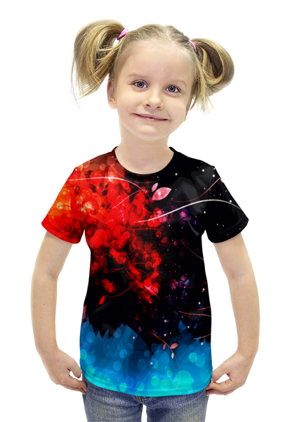 Заказать детскую футболку в Москве. Футболка с полной запечаткой для девочек Сине-красные краски от THE_NISE  - готовые дизайны и нанесение принтов.