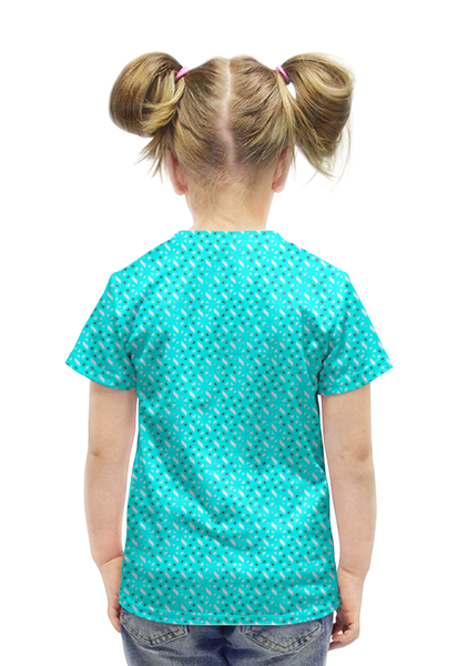 Заказать детскую футболку в Москве. Футболка с полной запечаткой для девочек Голубой узор от valezar - готовые дизайны и нанесение принтов.