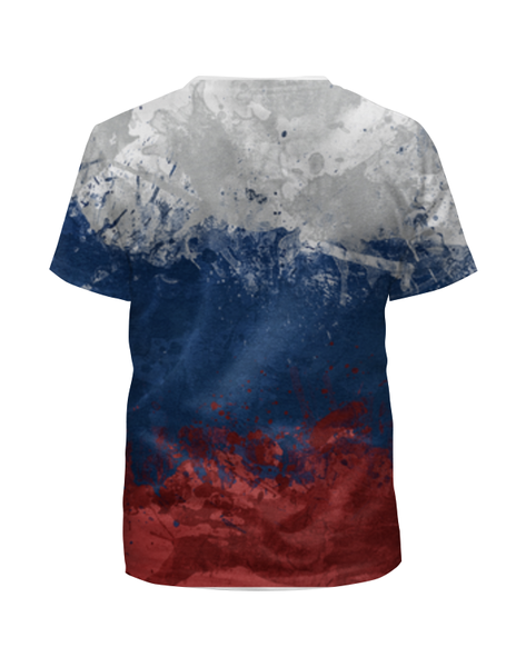 Заказать детскую футболку в Москве. Футболка с полной запечаткой для девочек триколор от Маверик - готовые дизайны и нанесение принтов.