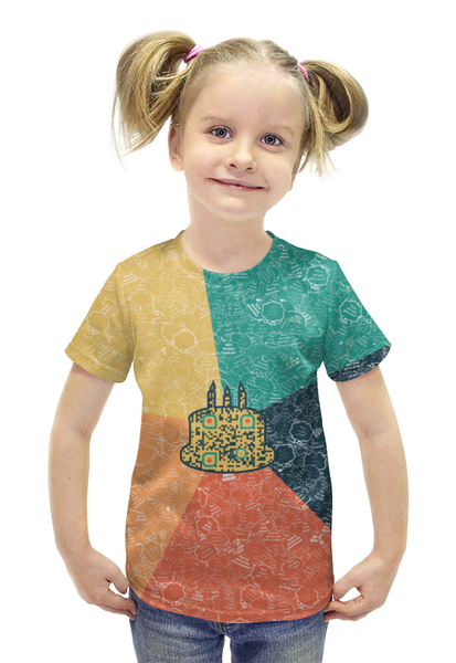 Заказать детскую футболку в Москве. Футболка с полной запечаткой для девочек Торт на фоне АПВ 5.1.13 от Валерий Психовирусофф - готовые дизайны и нанесение принтов.