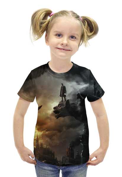 Заказать детскую футболку в Москве. Футболка с полной запечаткой для девочек Франкенштейн от skynatural - готовые дизайны и нанесение принтов.