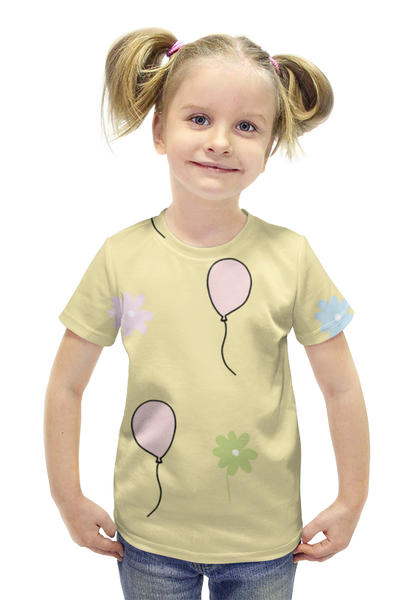 Заказать детскую футболку в Москве. Футболка с полной запечаткой для девочек Шарики воздушные от Inna Kirichenko - готовые дизайны и нанесение принтов.