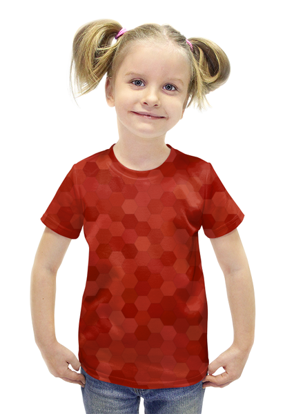 Заказать детскую футболку в Москве. Футболка с полной запечаткой для девочек Цветные соты от BeliySlon - готовые дизайны и нанесение принтов.