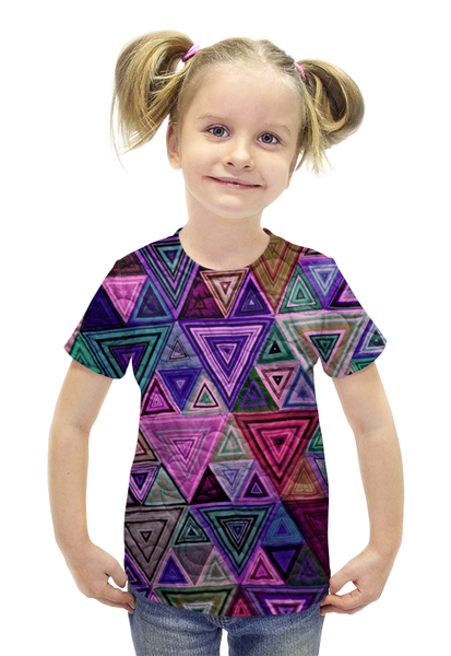Заказать детскую футболку в Москве. Футболка с полной запечаткой для девочек Треугольный от THE_NISE  - готовые дизайны и нанесение принтов.