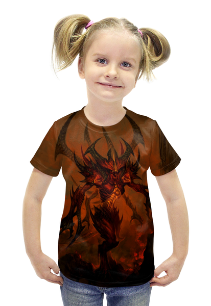 Заказать детскую футболку в Москве. Футболка с полной запечаткой для девочек Diablo от scoopysmith - готовые дизайны и нанесение принтов.