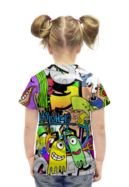 Заказать детскую футболку в Москве. Футболка с полной запечаткой для девочек Граффити (1) от T-shirt print  - готовые дизайны и нанесение принтов.