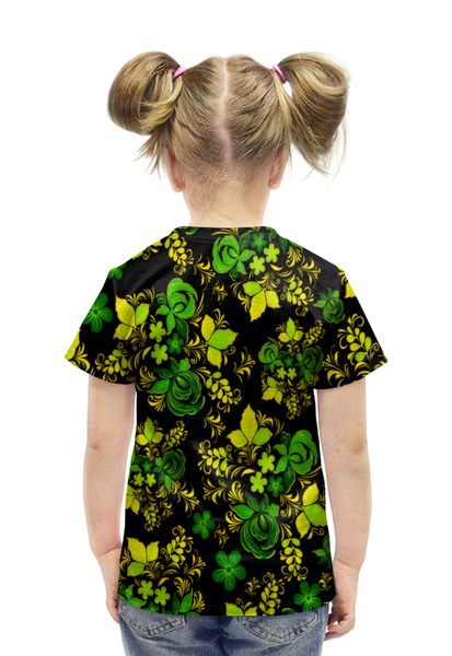 Заказать детскую футболку в Москве. Футболка с полной запечаткой для девочек Зеленый узор от THE_NISE  - готовые дизайны и нанесение принтов.