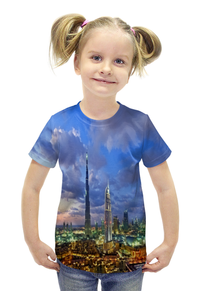 Заказать детскую футболку в Москве. Футболка с полной запечаткой для девочек Big City  от THE_NISE  - готовые дизайны и нанесение принтов.
