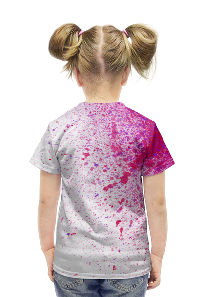 Заказать детскую футболку в Москве. Футболка с полной запечаткой для девочек Брызги акварели от anomalica - готовые дизайны и нанесение принтов.