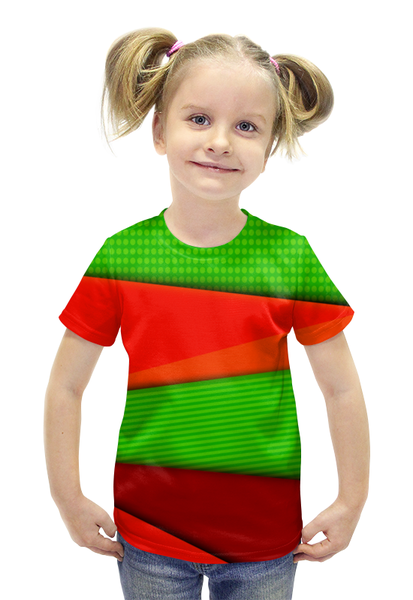 Заказать детскую футболку в Москве. Футболка с полной запечаткой для девочек Цветные полосы от THE_NISE  - готовые дизайны и нанесение принтов.