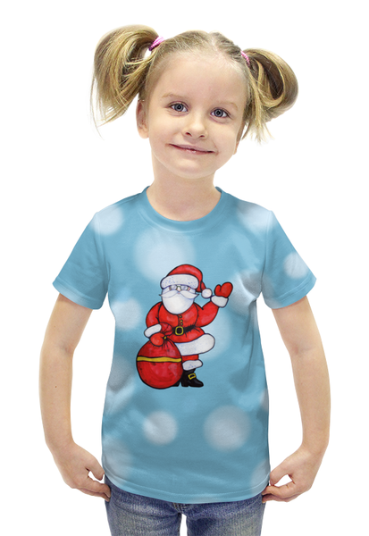 Заказать детскую футболку в Москве. Футболка с полной запечаткой для девочек дед мороз от THE_NISE  - готовые дизайны и нанесение принтов.