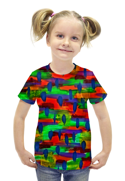 Заказать детскую футболку в Москве. Футболка с полной запечаткой для девочек Рисунок красками от THE_NISE  - готовые дизайны и нанесение принтов.