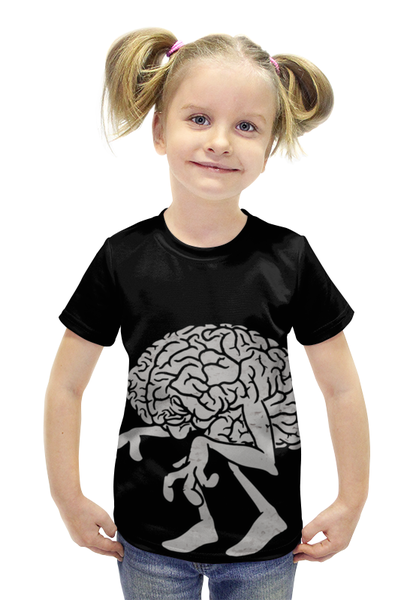 Заказать детскую футболку в Москве. Футболка с полной запечаткой для девочек BRAIN / Мозг от crash - готовые дизайны и нанесение принтов.