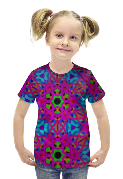 Заказать детскую футболку в Москве. Футболка с полной запечаткой для девочек Мозаика от mrs-snit@yandex.ru - готовые дизайны и нанесение принтов.