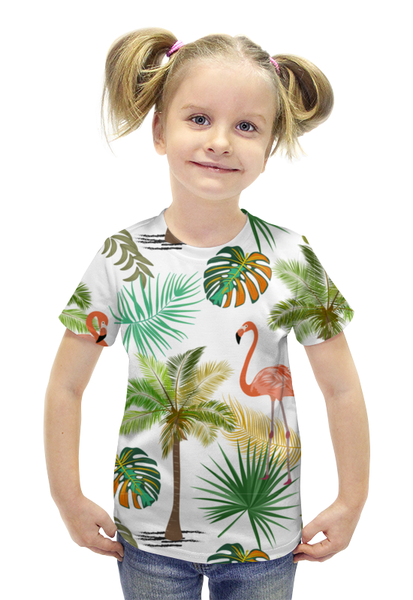 Заказать детскую футболку в Москве. Футболка с полной запечаткой для девочек Тропики 2 от сергей дудников - готовые дизайны и нанесение принтов.