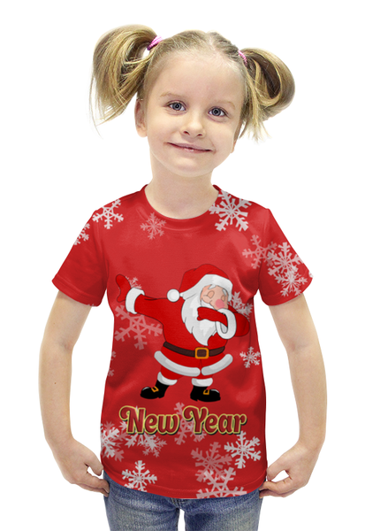 Заказать детскую футболку в Москве. Футболка с полной запечаткой для девочек Дед Мороз от weeert - готовые дизайны и нанесение принтов.