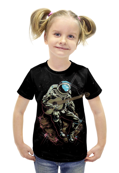 Заказать детскую футболку в Москве. Футболка с полной запечаткой для девочек Космонавт  от ПРИНТЫ ПЕЧАТЬ  - готовые дизайны и нанесение принтов.