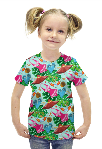 Заказать детскую футболку в Москве. Футболка с полной запечаткой для девочек Айда купаться!  от IrinkaArt  - готовые дизайны и нанесение принтов.