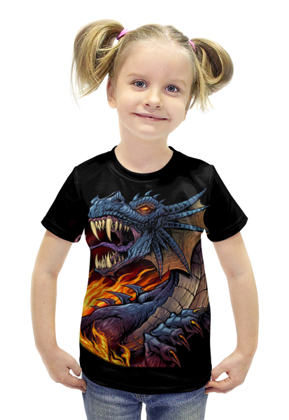 Заказать детскую футболку в Москве. Футболка с полной запечаткой для девочек Дракон  от ПРИНТЫ ПЕЧАТЬ  - готовые дизайны и нанесение принтов.