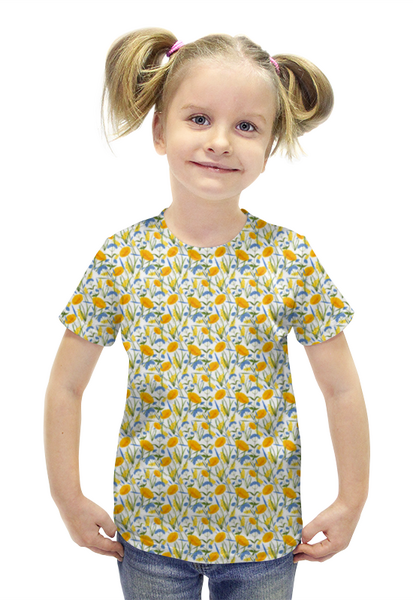 Заказать детскую футболку в Москве. Футболка с полной запечаткой для девочек Цветы от valezar - готовые дизайны и нанесение принтов.