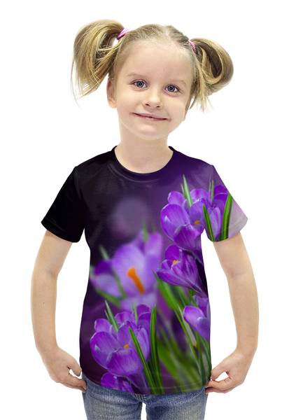 Заказать детскую футболку в Москве. Футболка с полной запечаткой для девочек  Цветы от THE_NISE  - готовые дизайны и нанесение принтов.