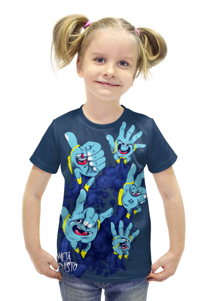 Заказать детскую футболку в Москве. Футболка с полной запечаткой для девочек Живые руки  от ПРИНТЫ ПЕЧАТЬ  - готовые дизайны и нанесение принтов.