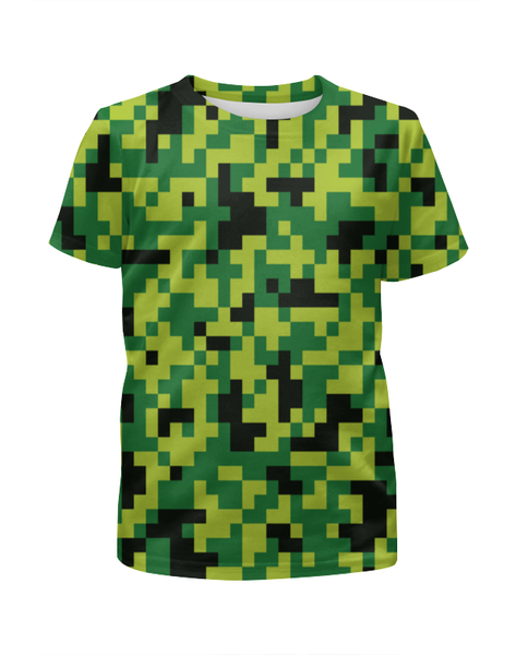Заказать детскую футболку в Москве. Футболка с полной запечаткой для девочек Зеленые кубики от THE_NISE  - готовые дизайны и нанесение принтов.