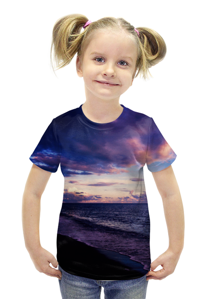 Заказать детскую футболку в Москве. Футболка с полной запечаткой для девочек Морской берег от Anastasia Kabanova - готовые дизайны и нанесение принтов.