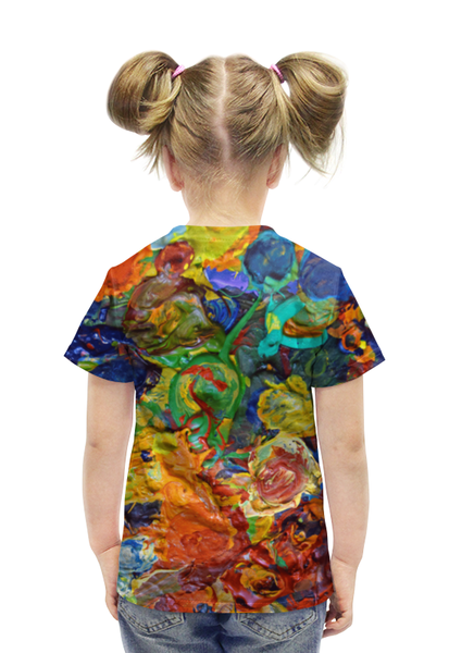 Заказать детскую футболку в Москве. Футболка с полной запечаткой для девочек "Краска" от Максим Кашин - готовые дизайны и нанесение принтов.