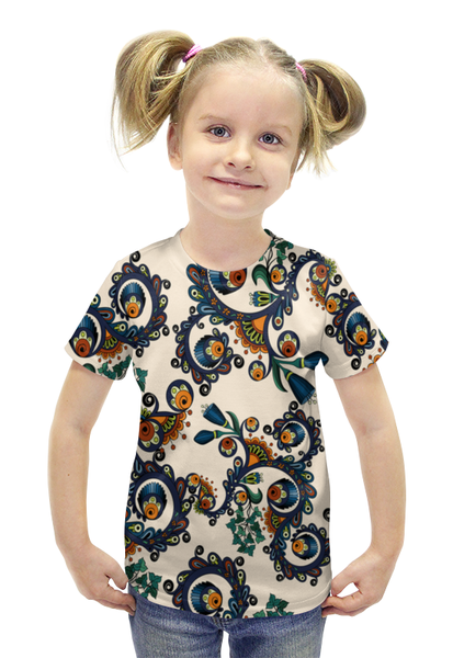 Заказать детскую футболку в Москве. Футболка с полной запечаткой для девочек Плетение цветов от THE_NISE  - готовые дизайны и нанесение принтов.